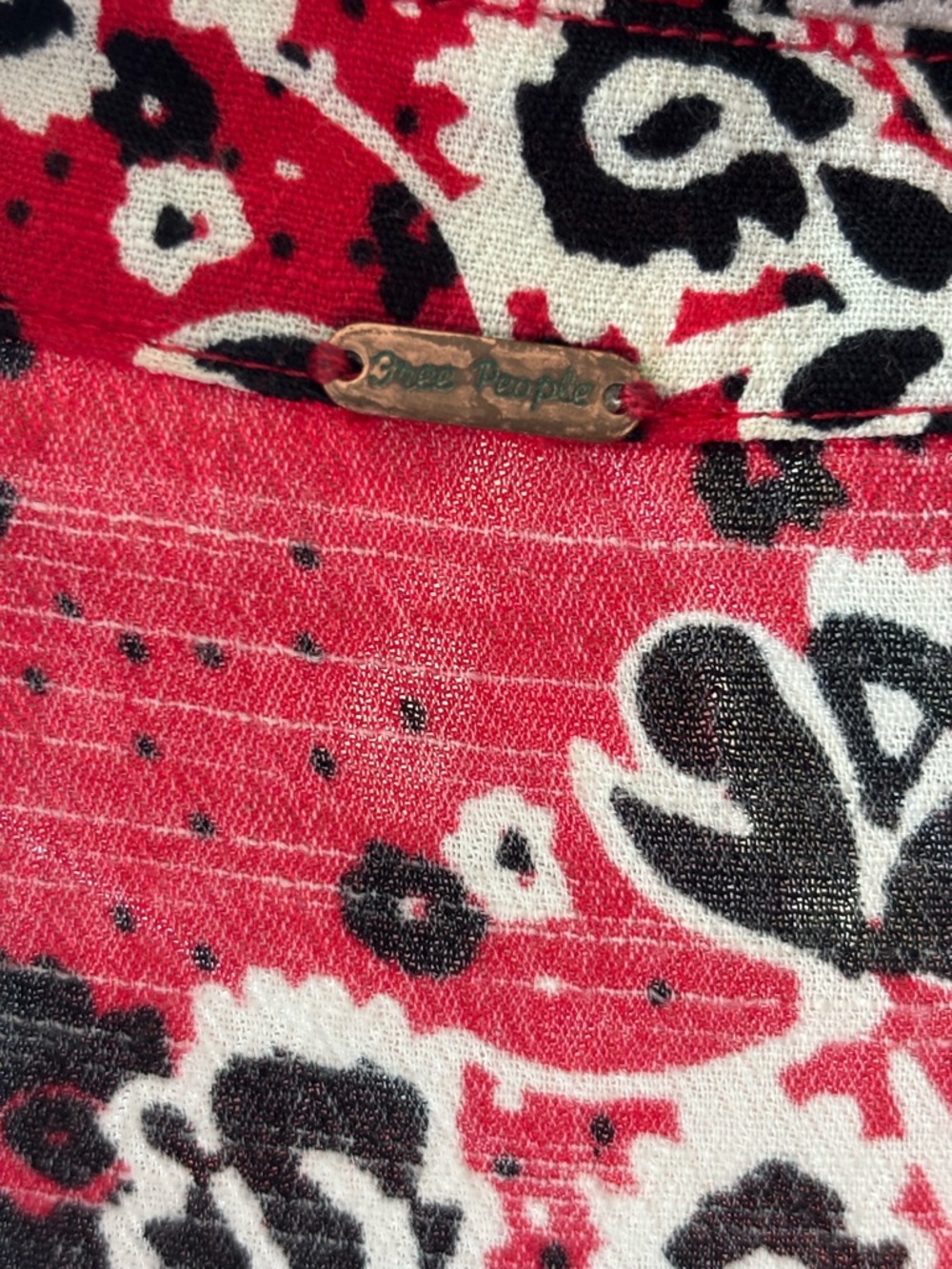 Free People Tough Love Shirtdress Paisley Bandana Midi Dress Red Women's S-M - Picture 5 of 7